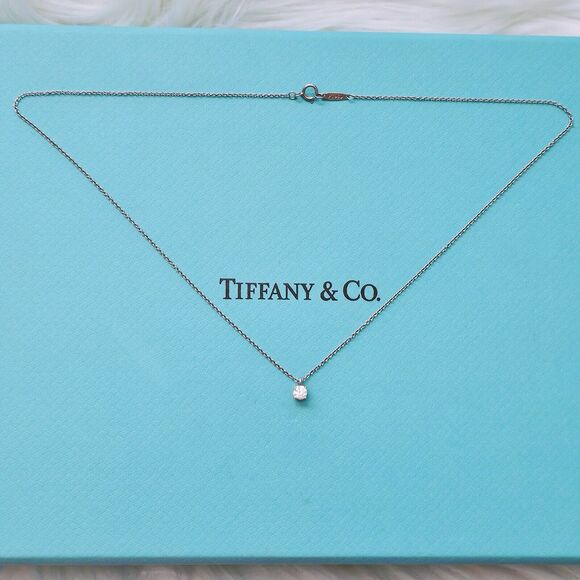 🩵SOLD🩵Tiffany & Co. Round Diamond Solitaire 0.25 ct Platinum Chain Necklace - Picture 4 of 9